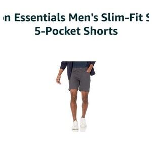 Amazon Essentials Chino Slim Shorts Men Size 38W Gray Summer Casual Pockets